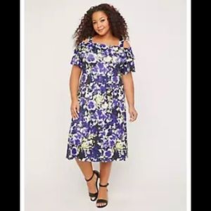 Catherines Fit & Flare Cold Shoulder Dress